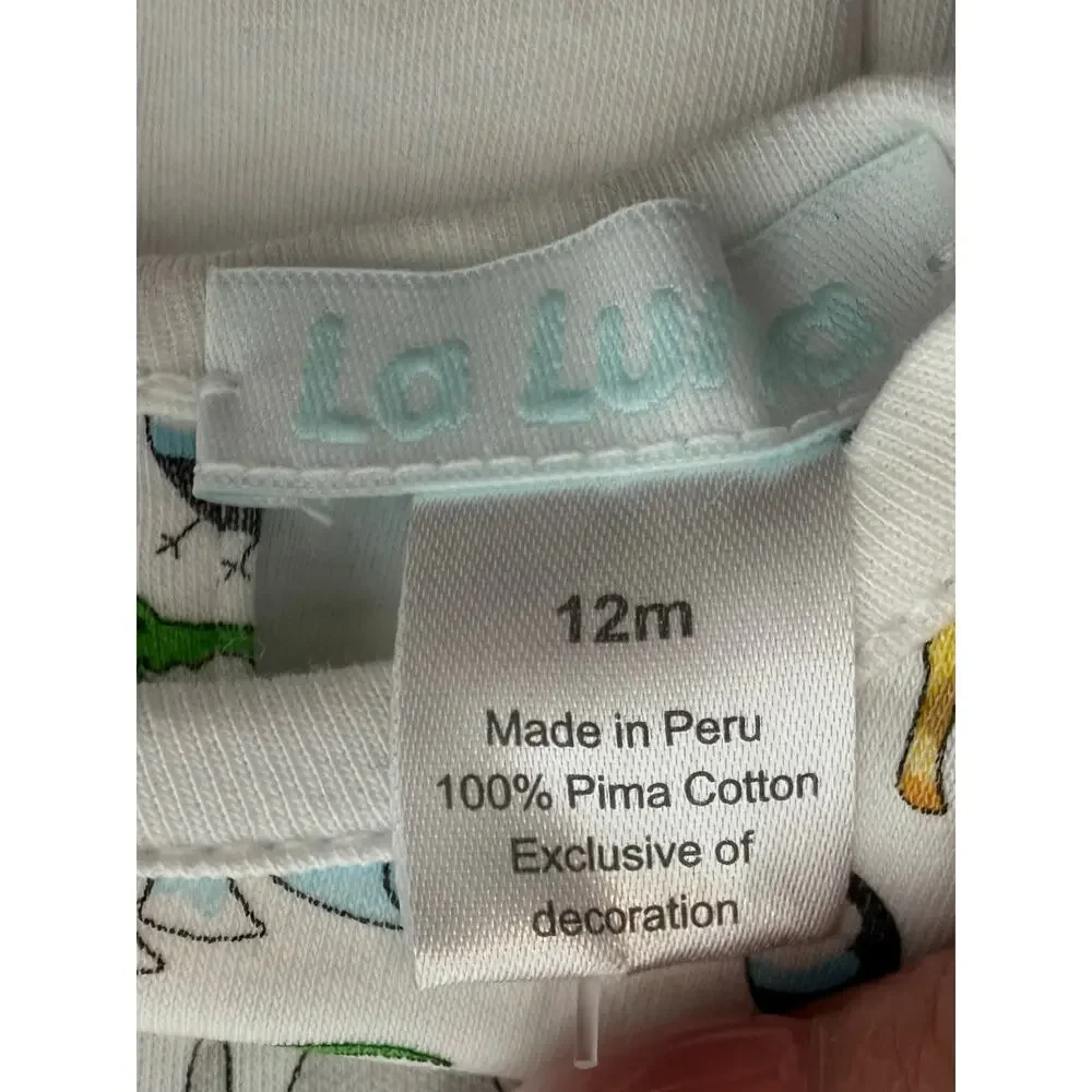 NWT La Luna 12 Month Zoo Animals Peruvian Pima Cotton 2 Piece Outfit Girls